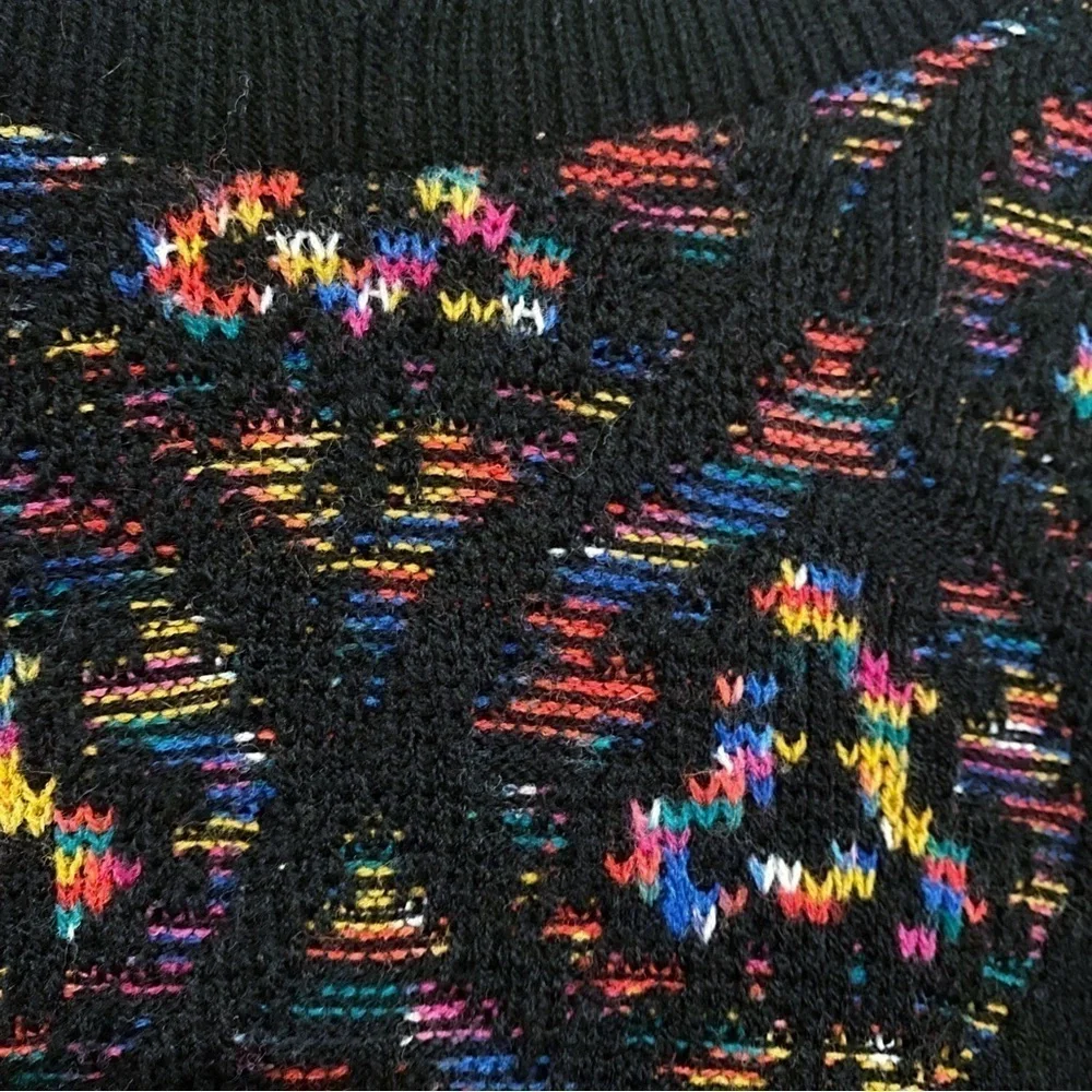 Pandora | Vintage 80’s Sweater Acrylic Mock Neck Black Size Medium - Picture 4 of 7